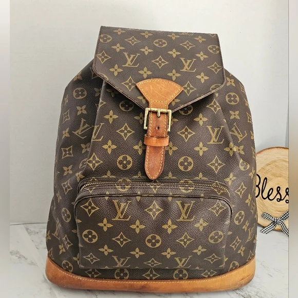 ??Louis Vuitton Brown Monogram Backpack with Drawstring Closure Louis Vuitton Montsouris Backpack Brown Canvas Monogram | eBay main image 2